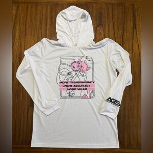 AG White Hooded Pokémon Graphic Long-Sleeve Tee with Pink Print